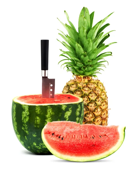 Pineapple and watermelon — Stock Photo, Image