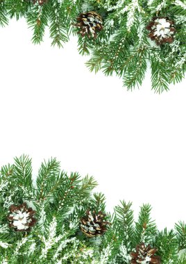 Christmas framework with snow and cones clipart