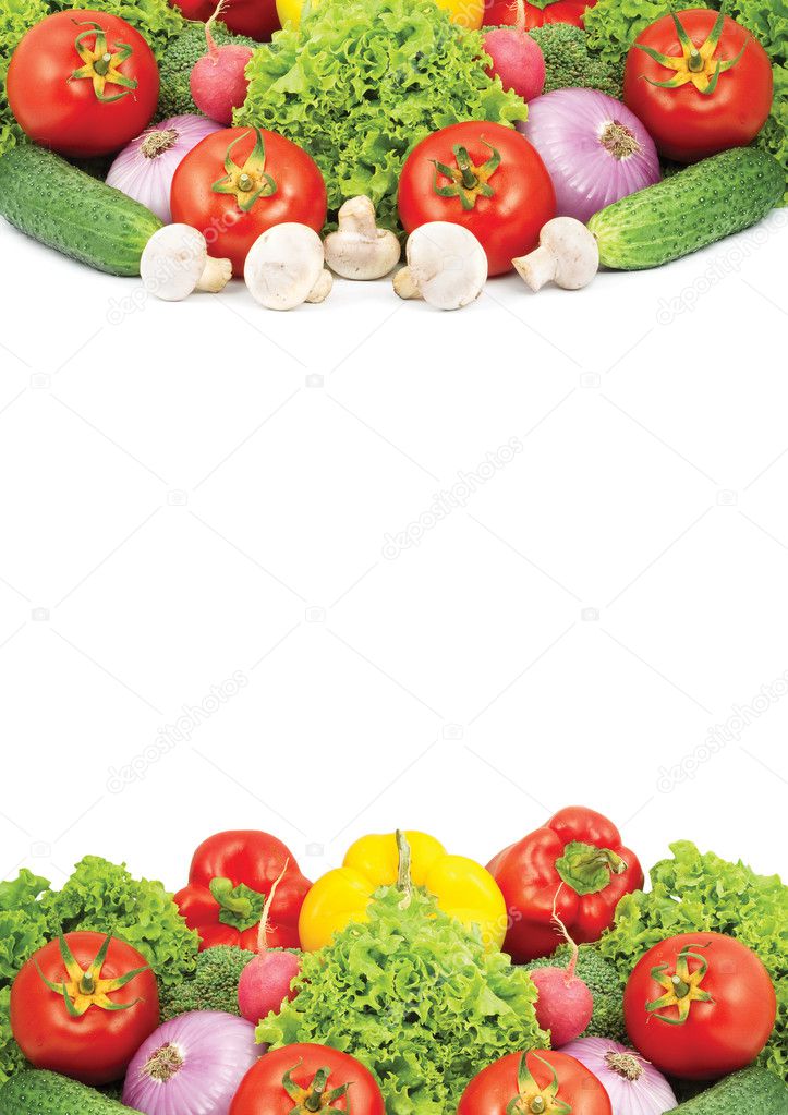 Assorted fresh vegetables isolated on wh