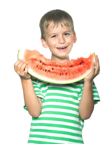 Chłopiec trzymający arbuza — Zdjęcie stockowe