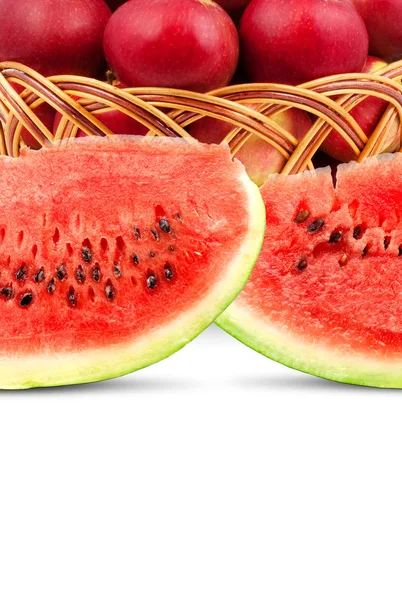 Watermeloen en appels — Stockfoto