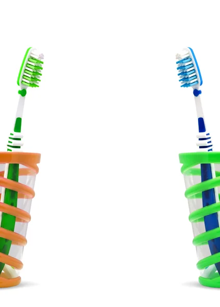 Tandenborstels in een kopje — Stockfoto