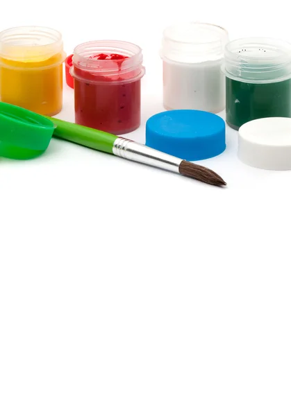 Tintas com pincel — Fotografia de Stock