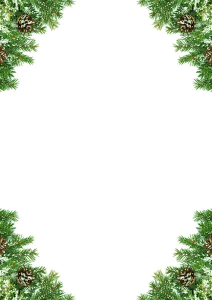 圣诞与雪和锥体的框架 — 图库照片
