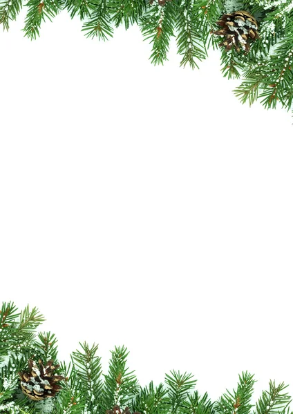 Cornice natalizia con neve isolata su bianco — Foto Stock