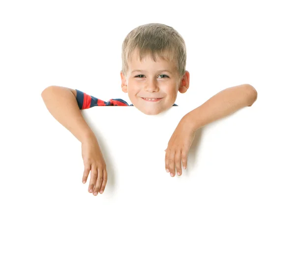 Bir afiş tutan çocuk — Stok fotoğraf