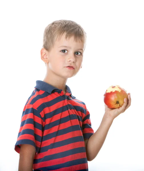 拿着苹果的男孩 — 图库照片