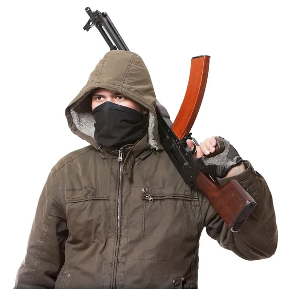 Terrorist mit Waffe — Stockfoto
