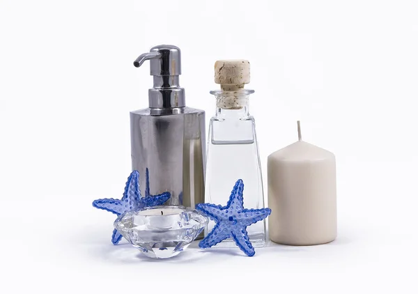 水疗中心的概念，设置的芳香疗法 免版税图库图片