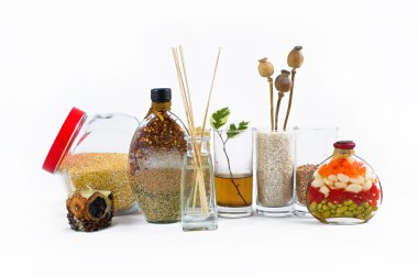 Kitchen still life on a white background clipart