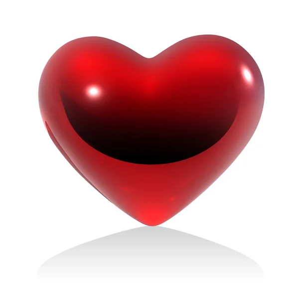 Rotes Herz auf weißem Hintergrund (isoliert) — Stockfoto
