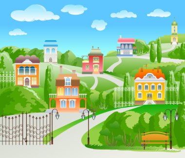 Houses on hill. clipart