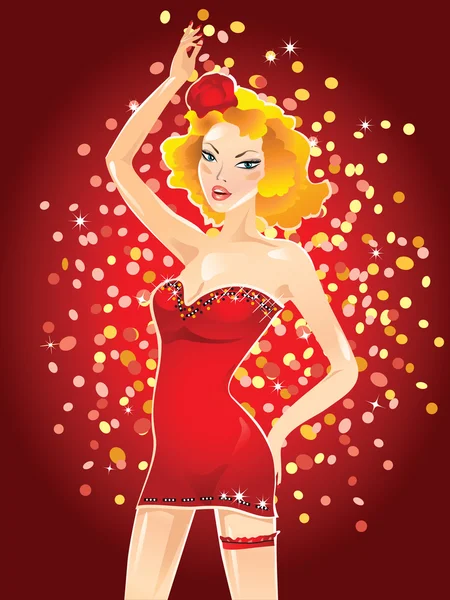 Lady in red. — Stock Vector