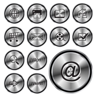 WEB round metal icon button. clipart