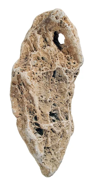 Pedra com buraco no fundo branco (iso — Fotografia de Stock