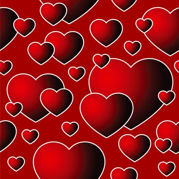 Rote Herzen nahtloser Hintergrund. — Stockvektor