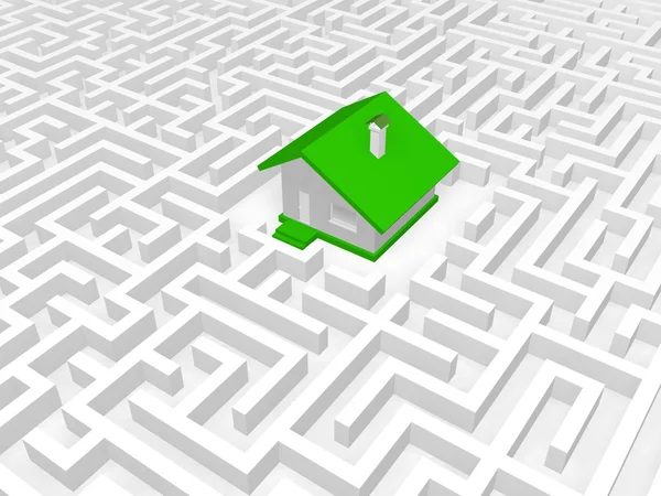 Groen huis in labyrint. — Stockfoto