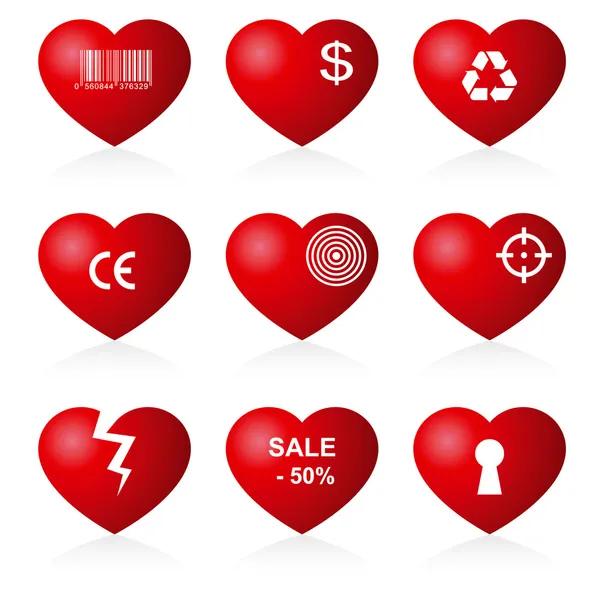Hearts set (allegorical icon). — Stock Vector