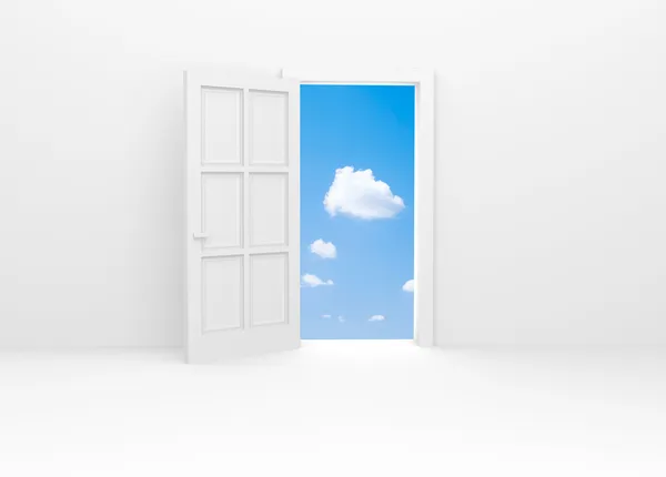 Open door to blue sky. — Stock Photo, Image