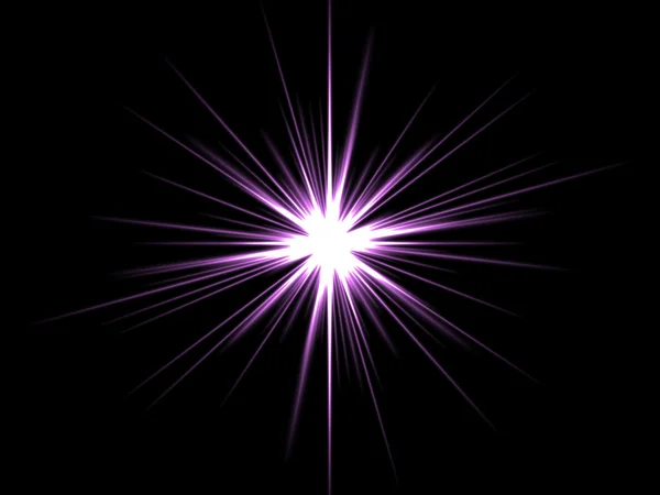 Violet star on a black background. — Stock Photo, Image