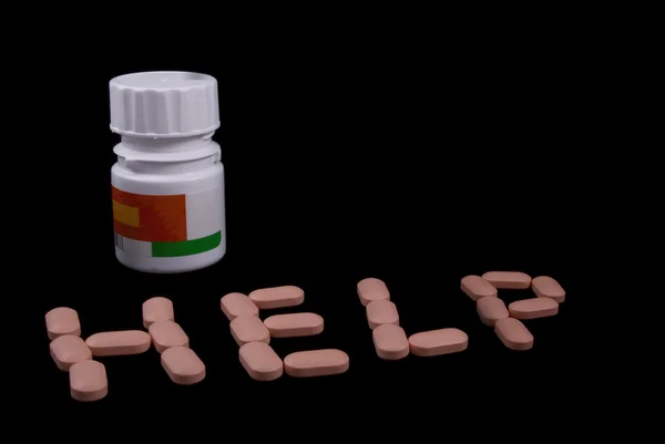 Word Help Spelled Pills — Stock Photo, Image