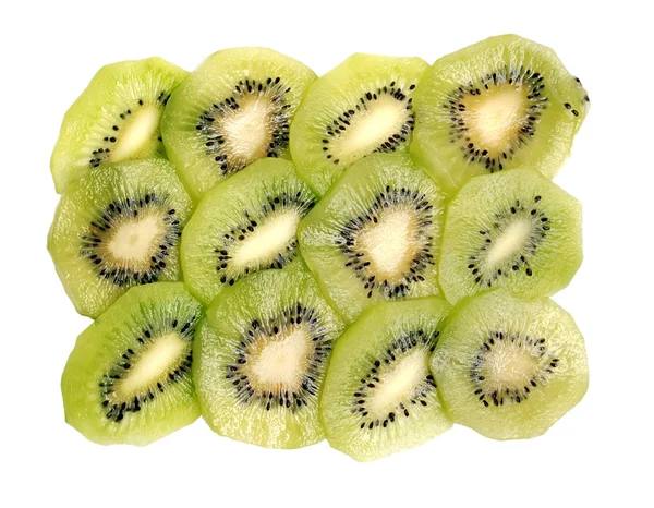 Beautiful Green Texture Consisting Slices Kiwifruit White Background — Stock Photo, Image