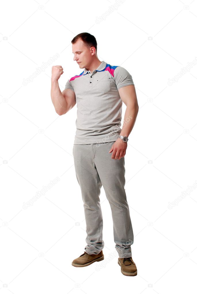 Man with muscular hands