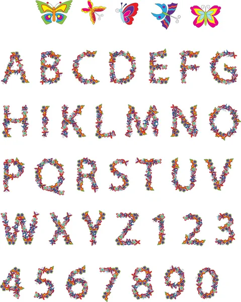 Εικονογράφηση Του Abc Γράμματα Γράφεται Διαφορετικά Σχήματα Έγχρωμο Πεταλούδες Royalty Free Φωτογραφίες Αρχείου