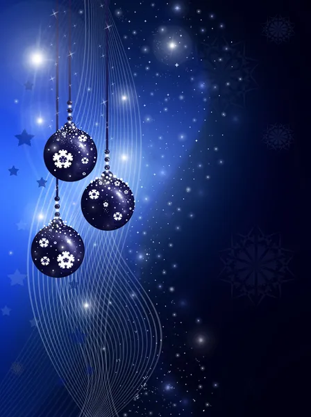 Blue christmas illustration with balls — Stock Photo, Image