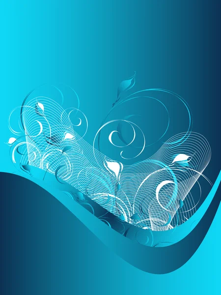 Fond floral blanc et bleu — Image vectorielle