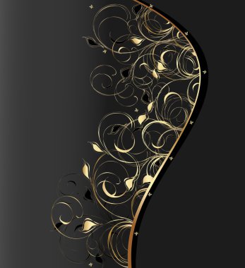 Black background with floral ornament clipart