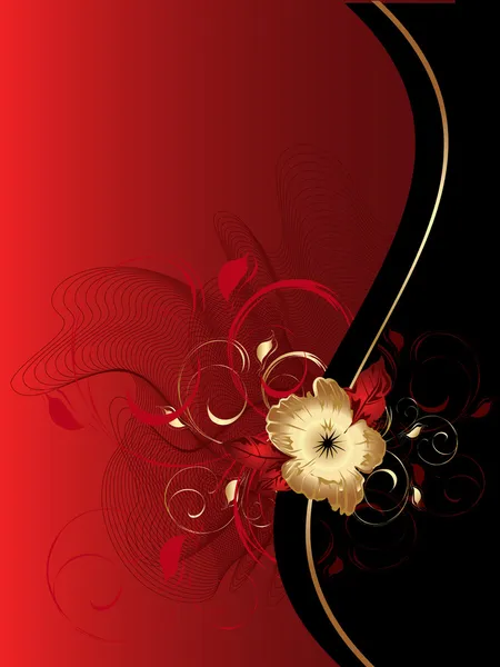 Ondes abstraites avec ornement floral — Image vectorielle