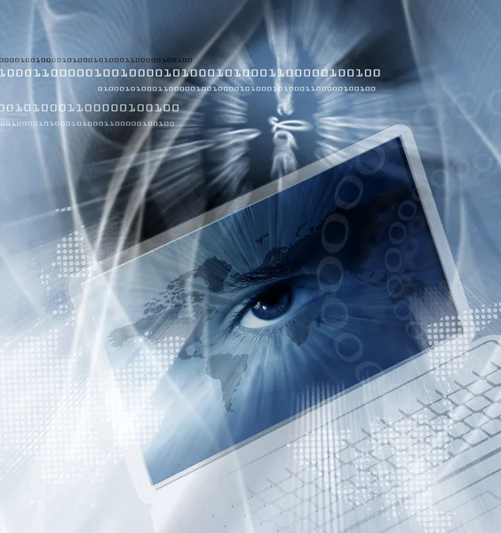 Technology background with computer — Stock Photo, Image