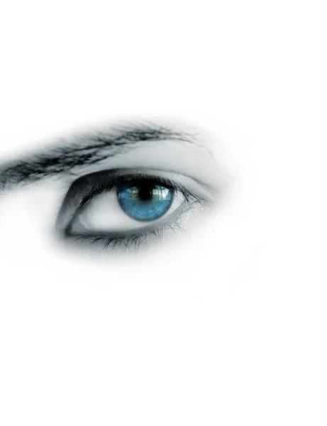 Makro piękne kobieta niebieski oko — Zdjęcie stockowe