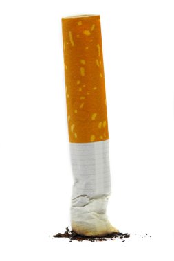 The extinguished stub of a cigarette. A clipart