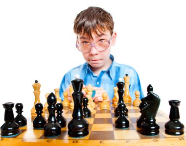 Nerd play chess clipart