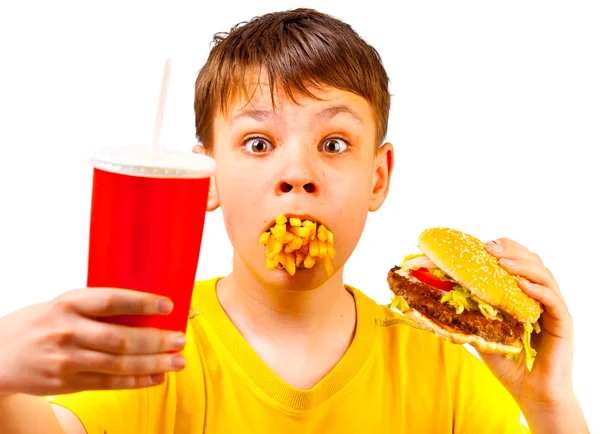 Kind en fast food — Stockfoto