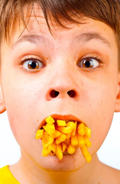 Criança e fast food — Fotografia de Stock