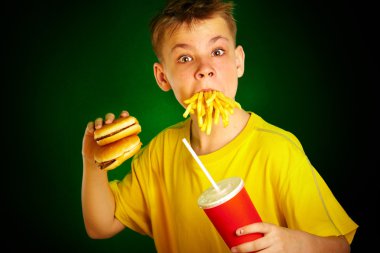 Child and fast food. clipart