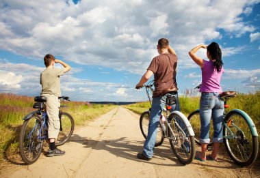 Family on bicycle ride clipart