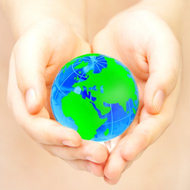 Hand of the person holds globe clipart