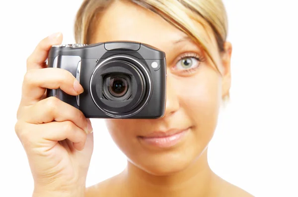 Girl with the camera — Stock Photo, Image