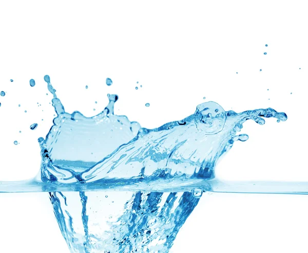 Chispas de agua azul sobre un fondo blanco —  Fotos de Stock