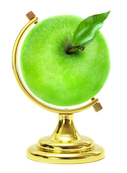 Зелене яблуко земна куля — стокове фото
