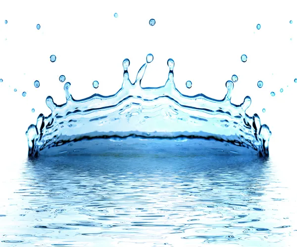 Centelhas de água azul em um backgrou branco — Fotografia de Stock