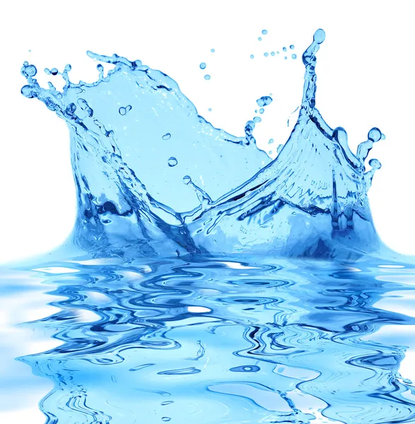 Scintille d'acqua azzurra su un backgrou bianco — Foto Stock
