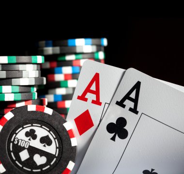 Gambling chips and aces clipart