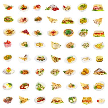 56 dishes clipart