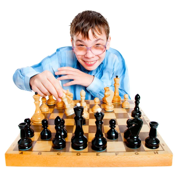 Wunderkind jogar xadrez — Fotografia de Stock