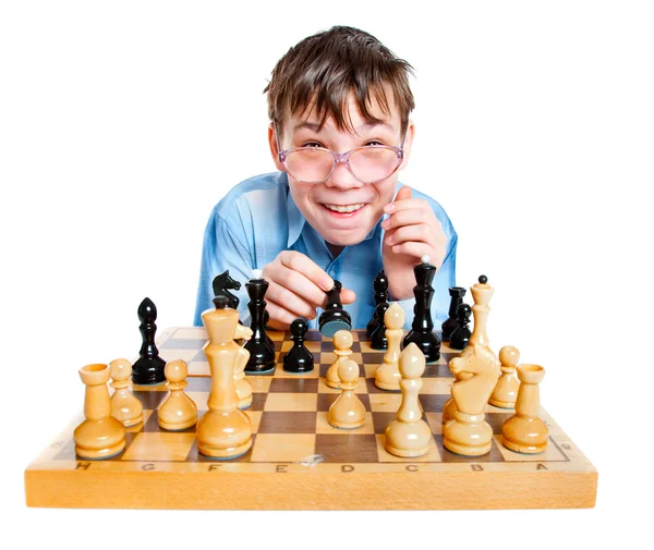Wunderkind play chess — стокове фото
